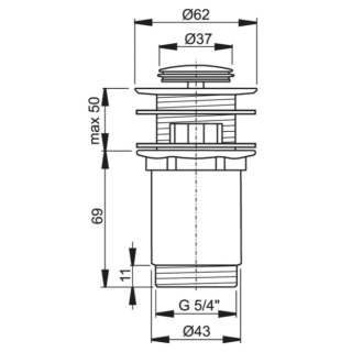 Донный клапан AlcaPlast для раковины клик-клак A391